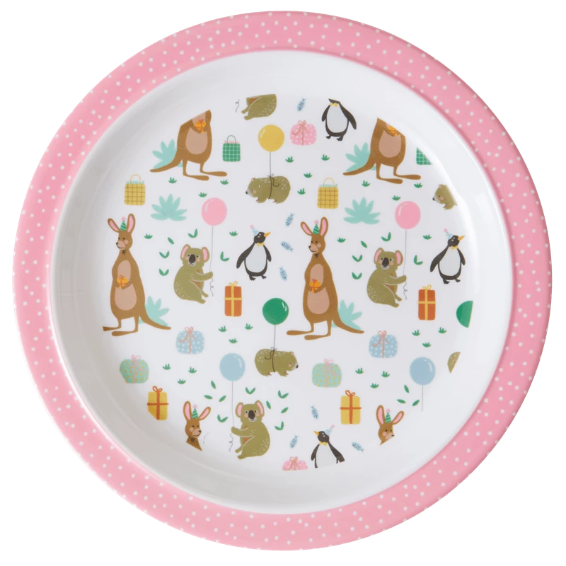 Pink Party Animal Print Kids Melamine Plate Rice DK